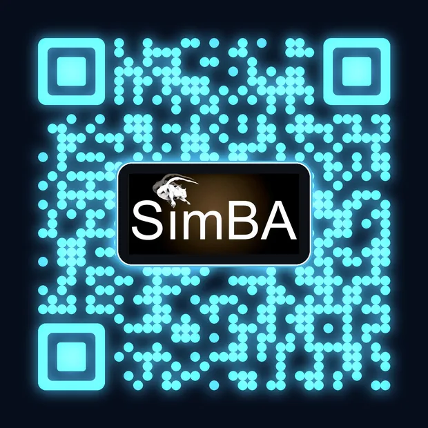 SimBA QR - Navy + cyan