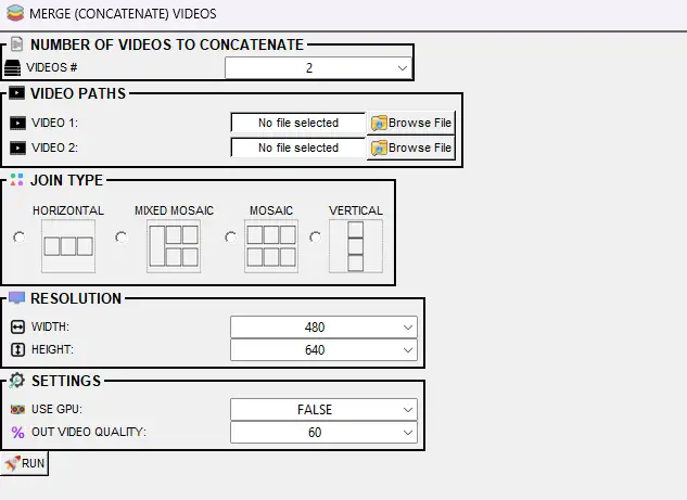 Concatenate (stack) videos