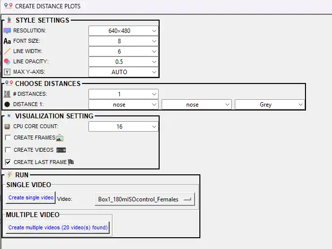 Visualize distance plots dialog