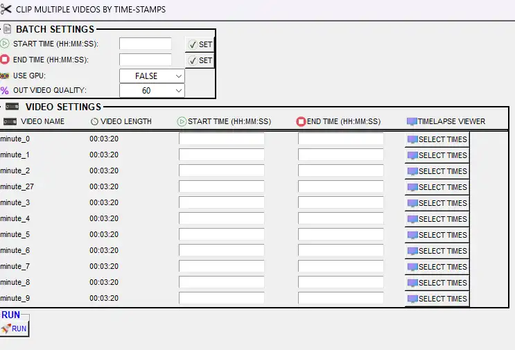 Clip multiple videos by time