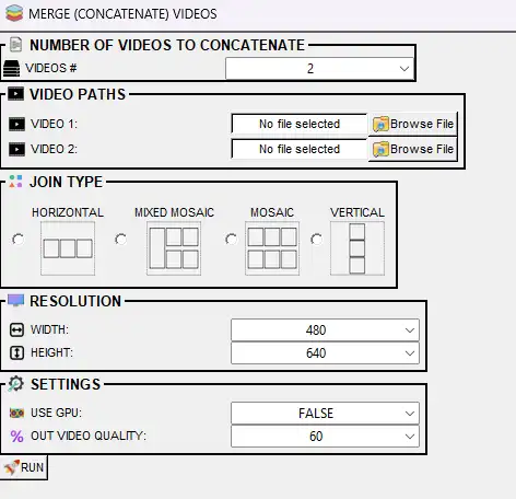 Concatenate multiple videos dialog