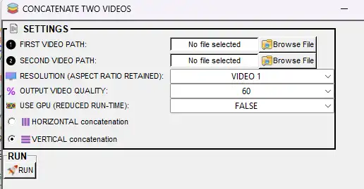 Concatenate two videos dialog