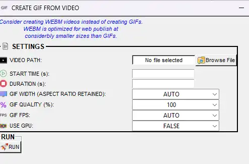 Create GIFs dialog