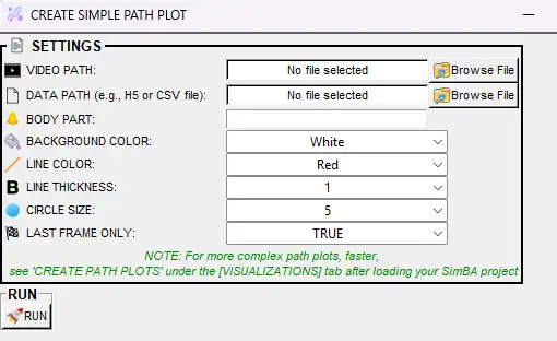Create path plot — Tools dialog