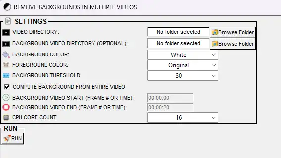 Remove background from multiple videos
