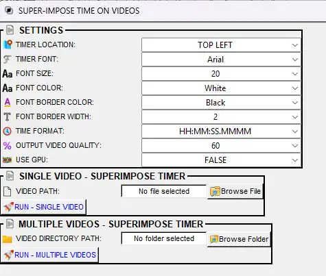 Superimpose timer dialog