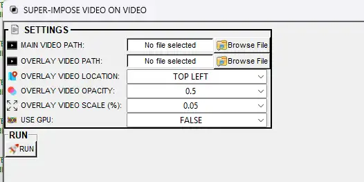 Superimpose video on video dialog