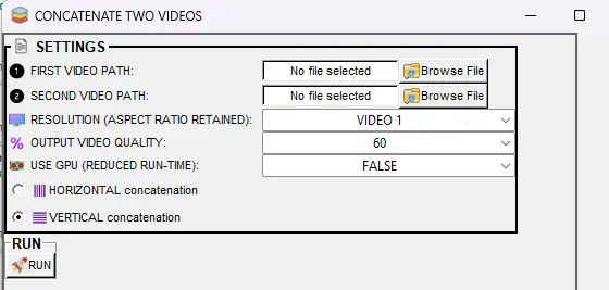Concatenate two videos