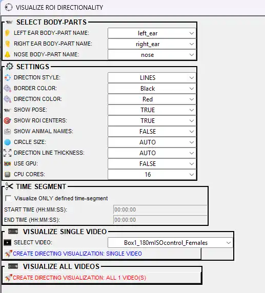 Visualize ROI directionality pop-up